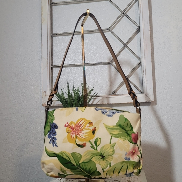Fossil Cream Floral Print Canvas Shoulder Bag - Picture 6 of 12
